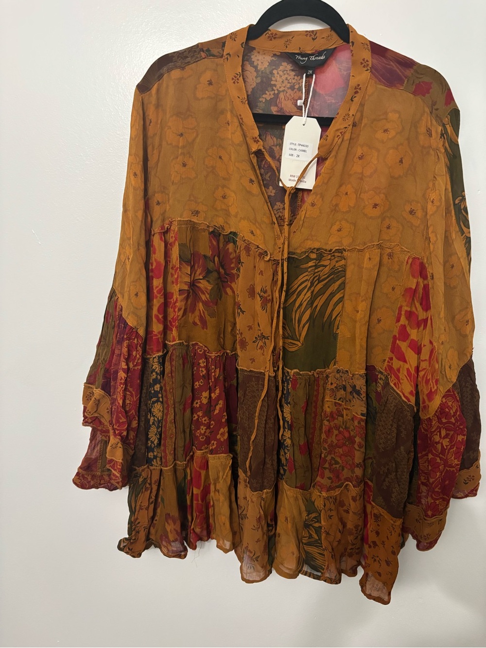 Young Threads Multi-Print Mustard Patchwork Tunic